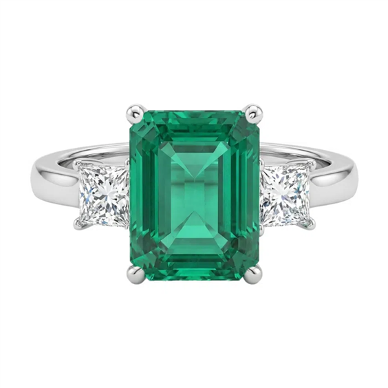 Anello Ama Donna Colore in Oro bianco Smeraldo sintetico 2.04 Ct AMA-AN-C4010-16-1-13-LG-S-SM - AMA-AN-C4010-16-1-13-LG-S-SM